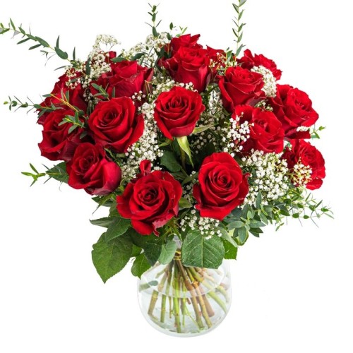 Bouquet of 20 roses with plaster